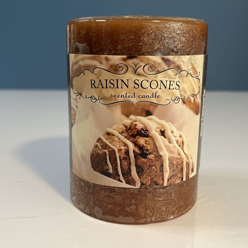 Pier 1 Imports Raisin Scones Pillar Candle 3x4" Discontinued NEW